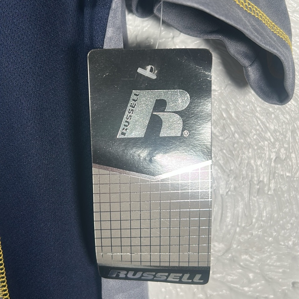 NWT Russell University of Michigan Athletic Gray and Navy Polo Shirt Large 42-44 - Picture 2 of 10